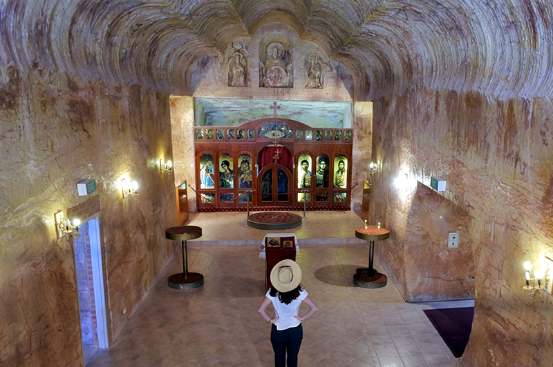 Underground church inside an old opal mine in Coober Pedy