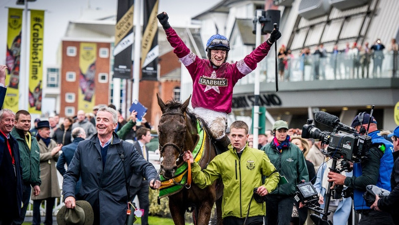 Horse race winner celebrates