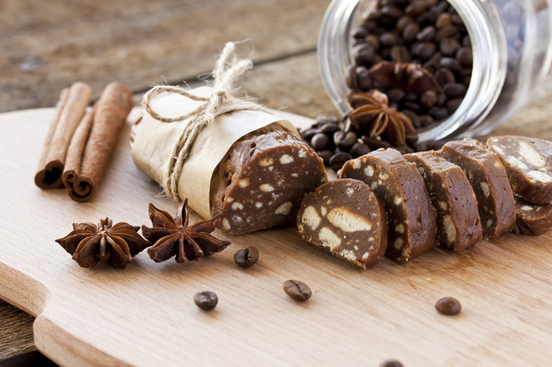 Chocolate salami, a sweet dessert from Portugal