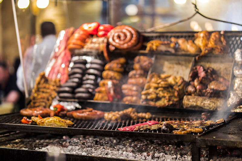 Traditional barbecue at the Mercado del Puerto in Montevideo