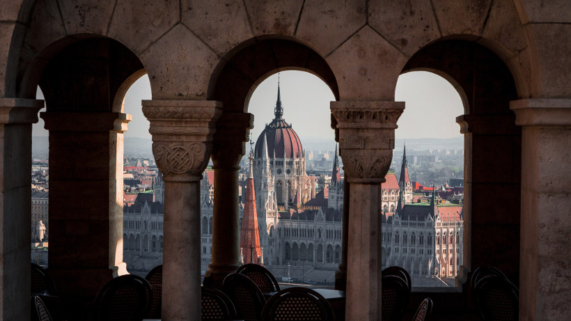 Travel Associates overlooking budapest parliament from fisherman's bastion