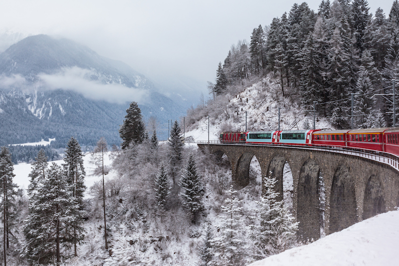The Glacier Express railway in Switzerland