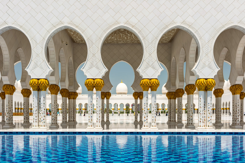 Grand Mosque beautiful arches in Abu Dhabi