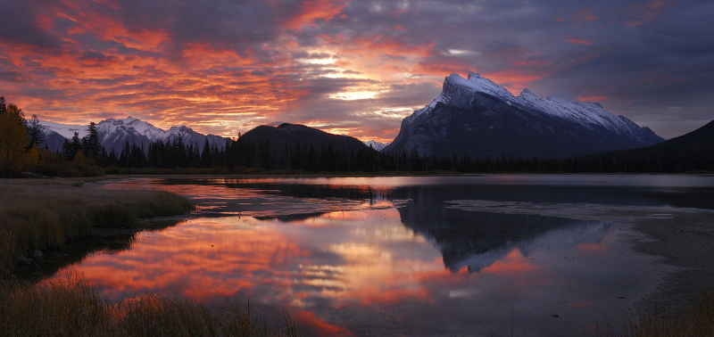 Mount Rundle from Vermillion Lakes in Canadian Rockies