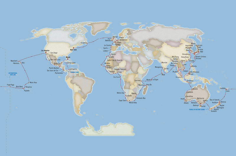 Oceania World Cruise 2022 Map
