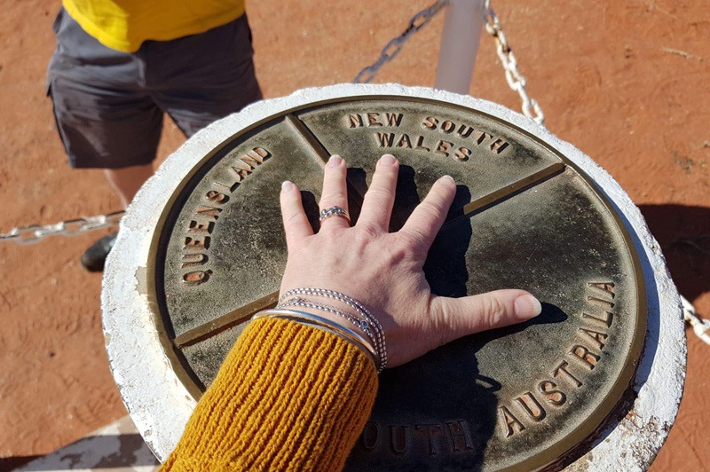 Marker for Cameron Corner, where South Australia, New South Wales and Queensland meet.