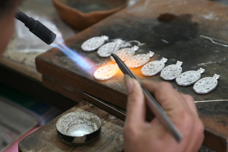 Silversmith making jewellry in Bali