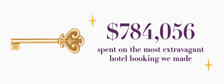What was the extravagant hotel booking we made?