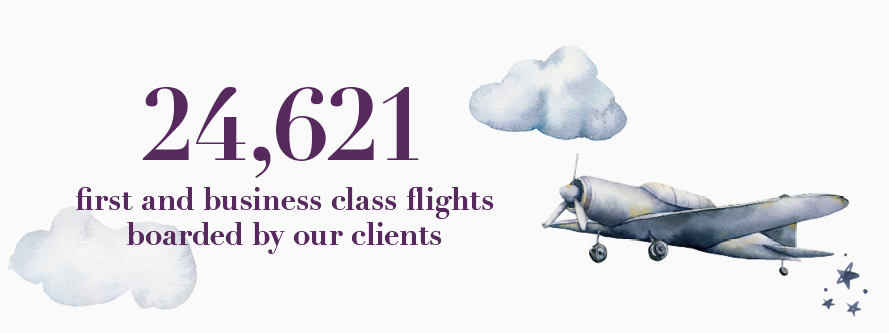 How many first and business class flights did our clients board?