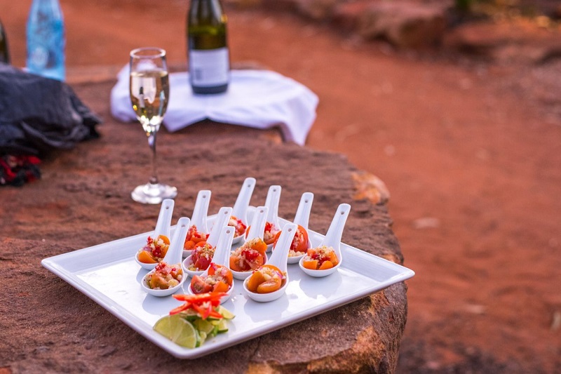 Canapes and champagne at Under a Desert Moon