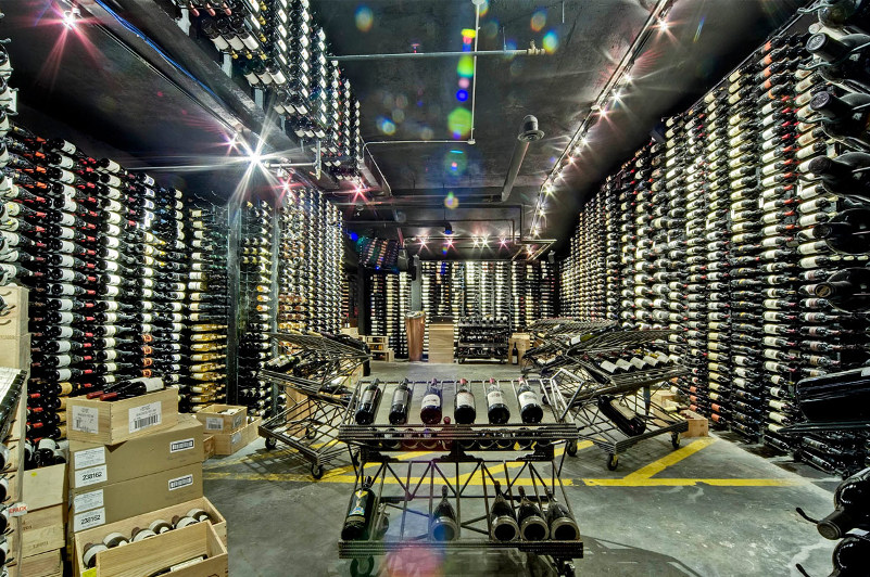 Wine cellar with bottles lining the walls, Whistler