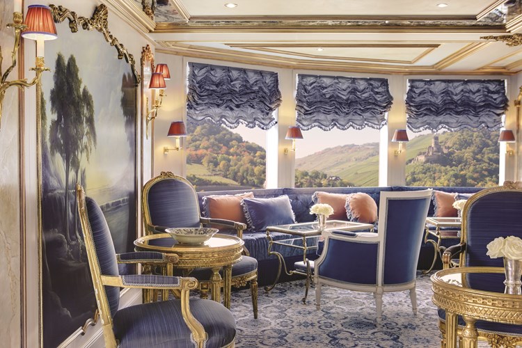 A glimpse of the artwork and glamour inside the Habsburg Salon on board Uniworld