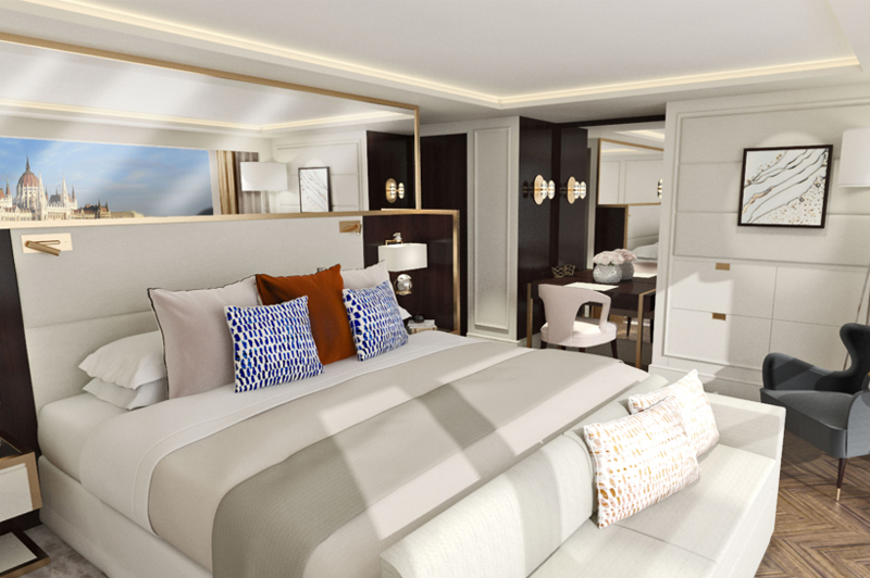 Artists impression of a Crystal River Cruises suite. Image: Crystal Cruises