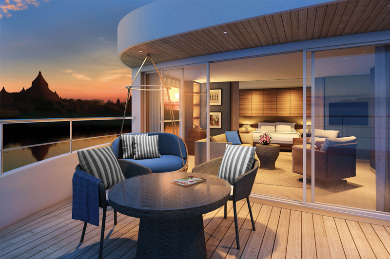 Artists impression of Scenic Aura debuting on the Irrawaddy in 2016. Image: Scenic