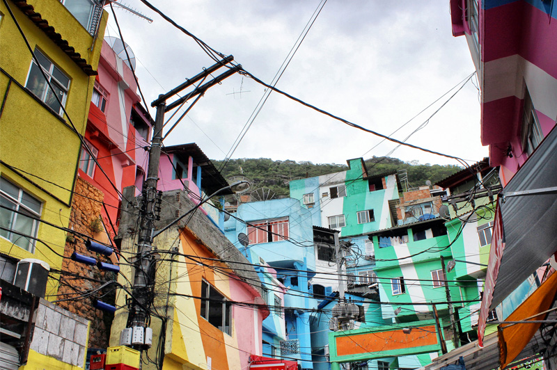 A colourful favela in Rio. Image: Getty