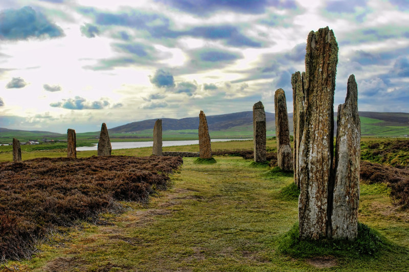 The Ring of Brodgar stone circle and henge in Orkney, Scotland.