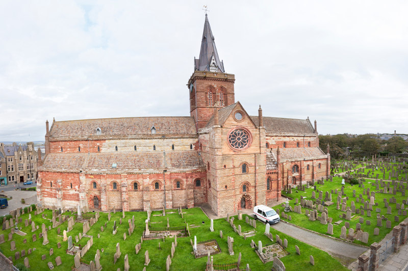 The 12th-century St Magnus Cathedral in Kirkwall, Orkney, Scotland