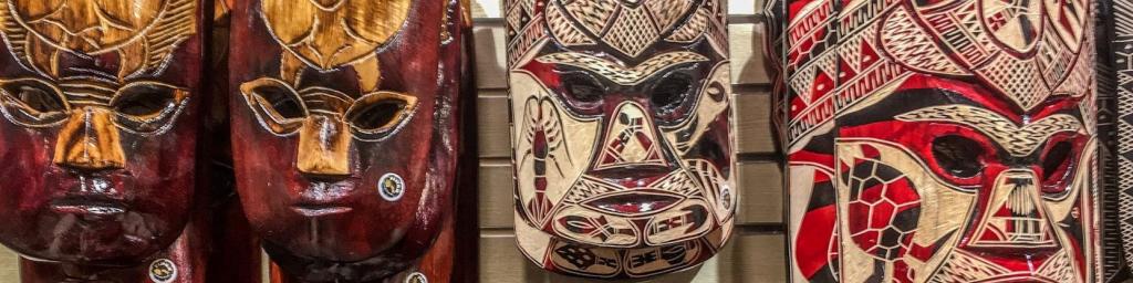 Fijian carved masks, Fiji souvenir shopping