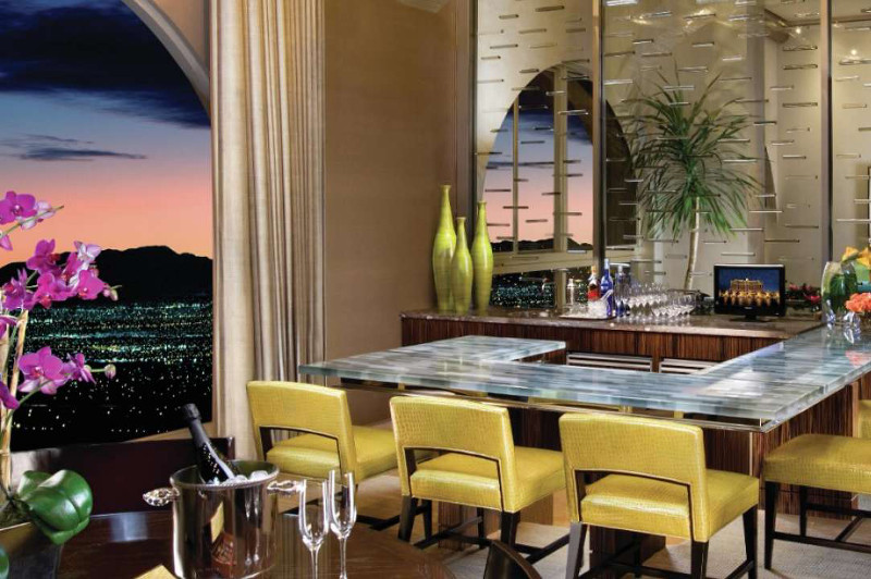 The bar inside the Presidential Suite at the Bellagio in Las Vegas.